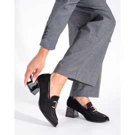 Chaussures femme en daim à talon épais noir 1