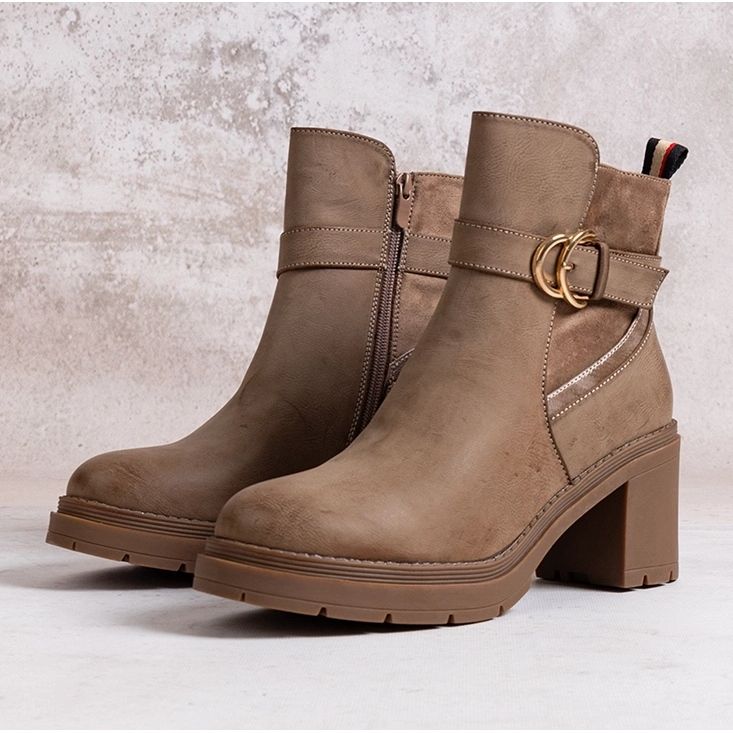 Bottines beige foncé Mirka 1