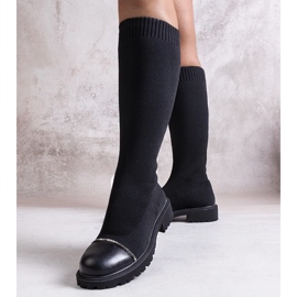 Boots noires ornées de zircons Sayega 1