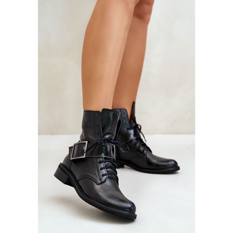 Zazoo 2949 Bottines en cuir avec boucle, noir le noir 2