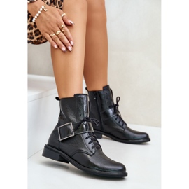 Zazoo 2949 Bottines en cuir avec boucle, noir le noir 7
