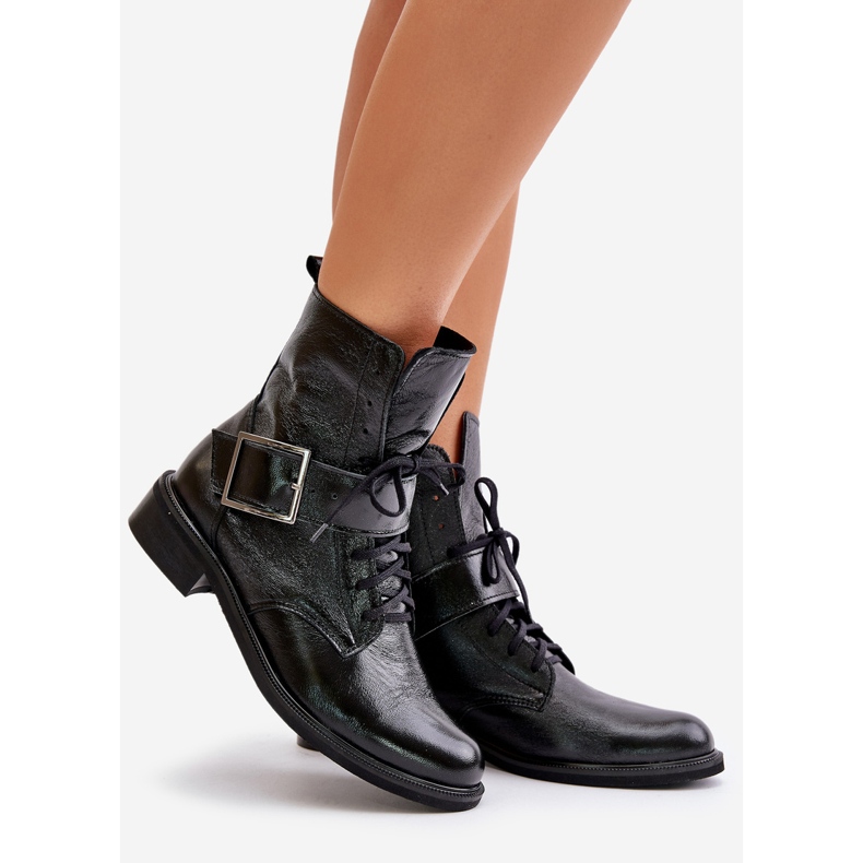 Zazoo 2949 Bottines en cuir avec boucle, noir le noir 1