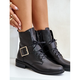 Zazoo 2949 Bottines en cuir avec boucle, noir le noir 2