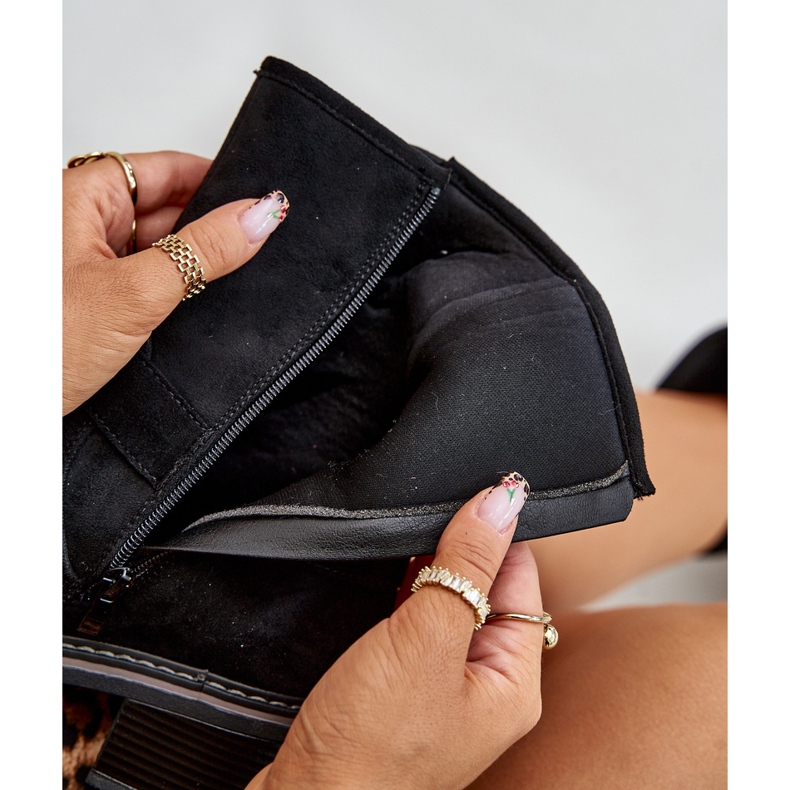 Bottes à talons bas pour femmes avec boucles noires Zudra le noir 2