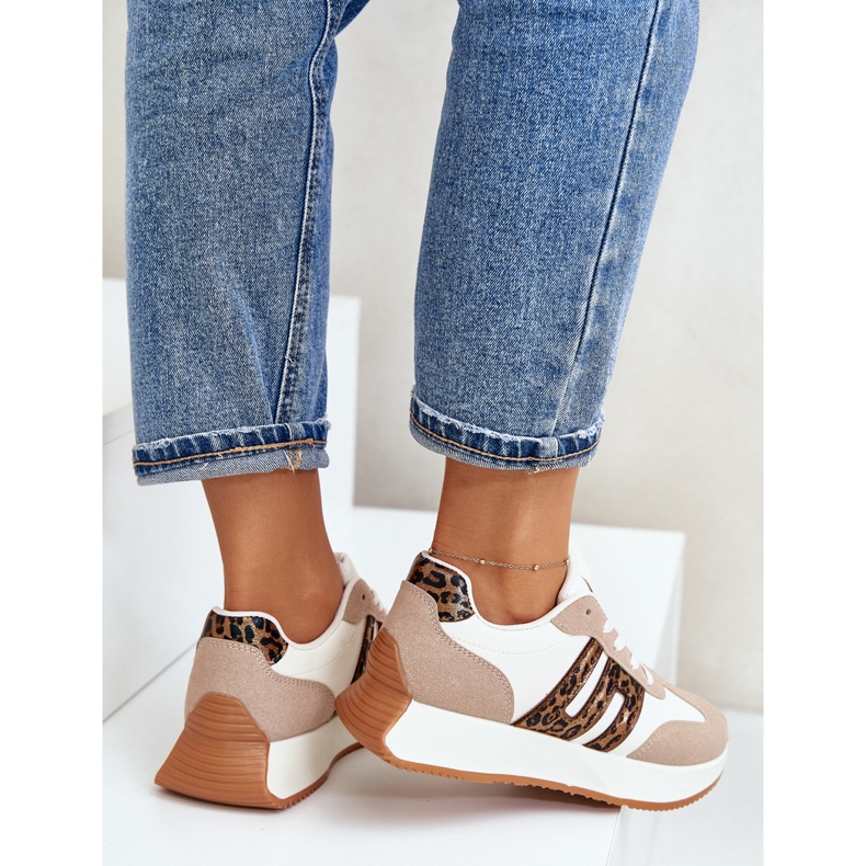 Baskets léopard pour femmes, chaussures de sport sur plateforme, Beige Thari 2