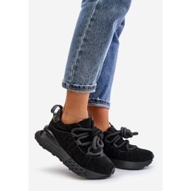Baskets en daim pour femmes sur la plateforme avec laçage épais Artiker 54C1464 noir le noir 1