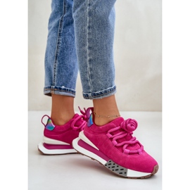 Baskets pour femmes en daim sur la plateforme avec laçage épais Artiker 55C0086 Fuchsia rose 6