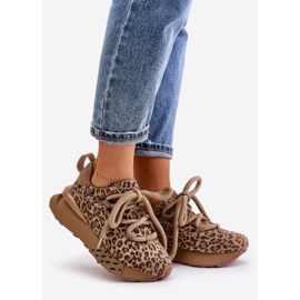 Baskets en daim pour femmes sur la plateforme avec laçage épais léopard Artiker 55C0135 marron brun 1