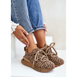 Baskets en daim pour femmes sur la plateforme avec laçage épais léopard Artiker 55C0135 marron brun 2