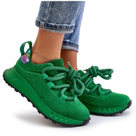 Baskets Femme En Daim À Laçage Épais Artiker 55C0099 Vert 10