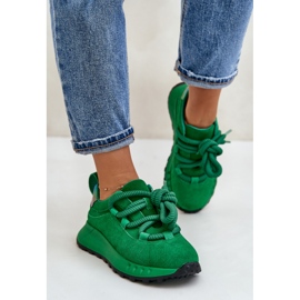 Baskets Femme En Daim À Laçage Épais Artiker 55C0099 Vert 3