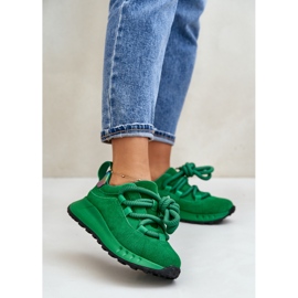 Baskets Femme En Daim À Laçage Épais Artiker 55C0099 Vert 2