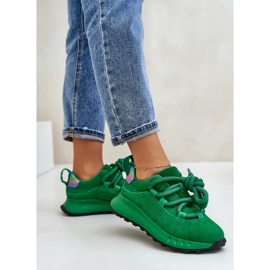 Baskets Femme En Daim À Laçage Épais Artiker 55C0099 Vert 5