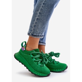 Baskets Femme En Daim À Laçage Épais Artiker 55C0099 Vert 1