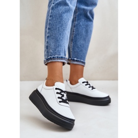 Chaussures de sport pour femmes sur plateforme, cuir naturel, blanc 41470 Vinceza 2