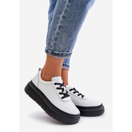 Chaussures de sport pour femmes sur plateforme, cuir naturel, blanc 41470 Vinceza 1