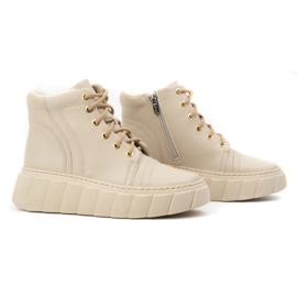Olivier Bottes d'hiver isolées en cuir pour femme 1179, beige 2