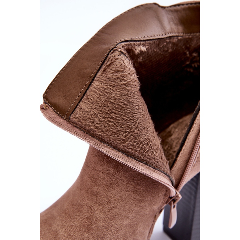 Bottes à talons hauts en daim Liani Beige 1