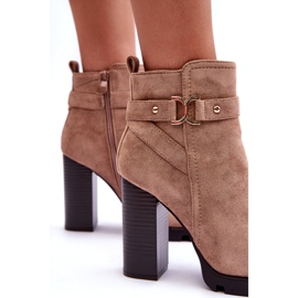 Bottes à talons hauts en daim Liani Beige 3