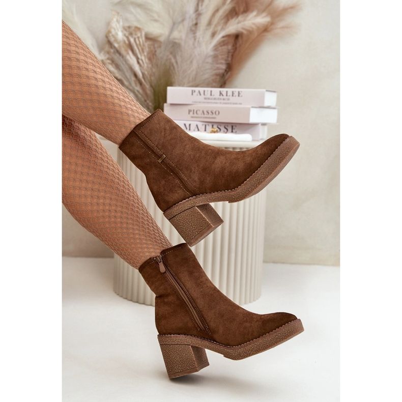 Bottes Femme À Talon Haut Isolées Eco Daim Marron Arkesia brun 2