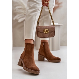 Bottes Femme À Talon Haut Isolées Eco Daim Kaki Arkesia brun 3