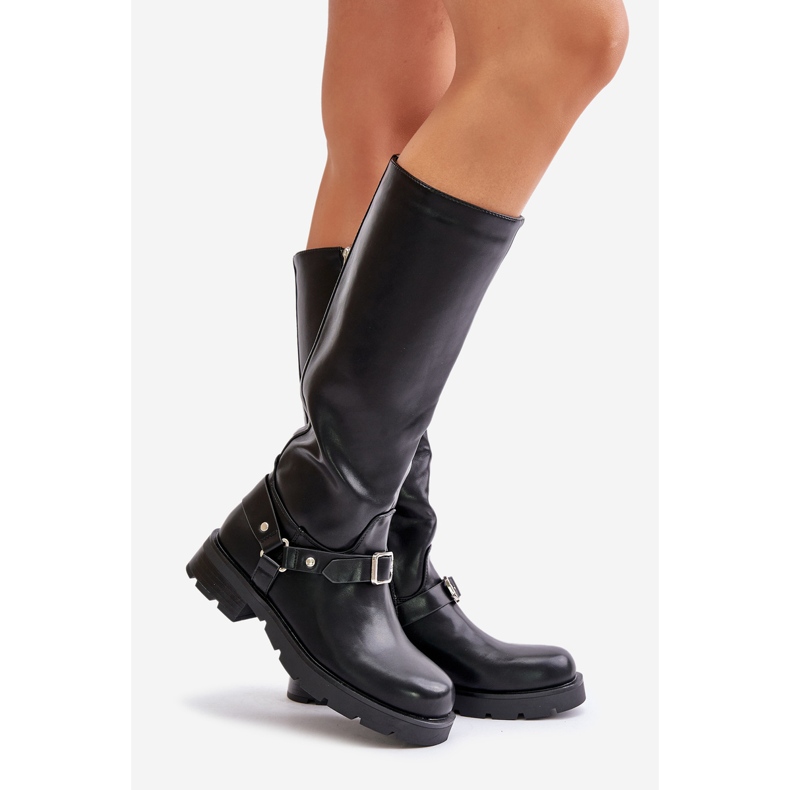 Bottes isolées pour femmes avec fermeture éclair en cuir écologique noir Tialethe le noir 1