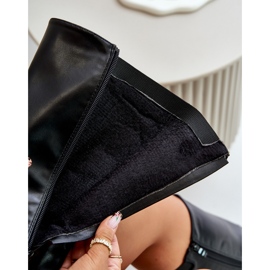 Bottes isolées à talons plats pour femmes avec boucle dorée, noir Arsisna le noir 9