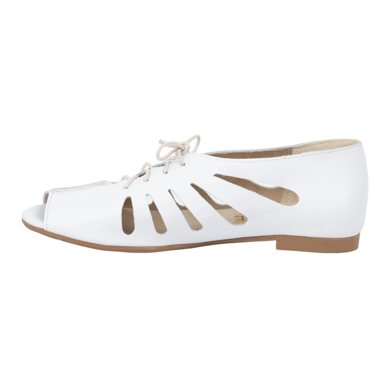 Exquisite Ballerines femme en cuir ajouré 1444EX Blanc 1