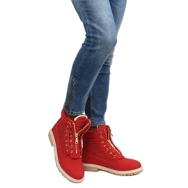 Balmans ajourés, tirette dorée, rouge R103 Rouge 8