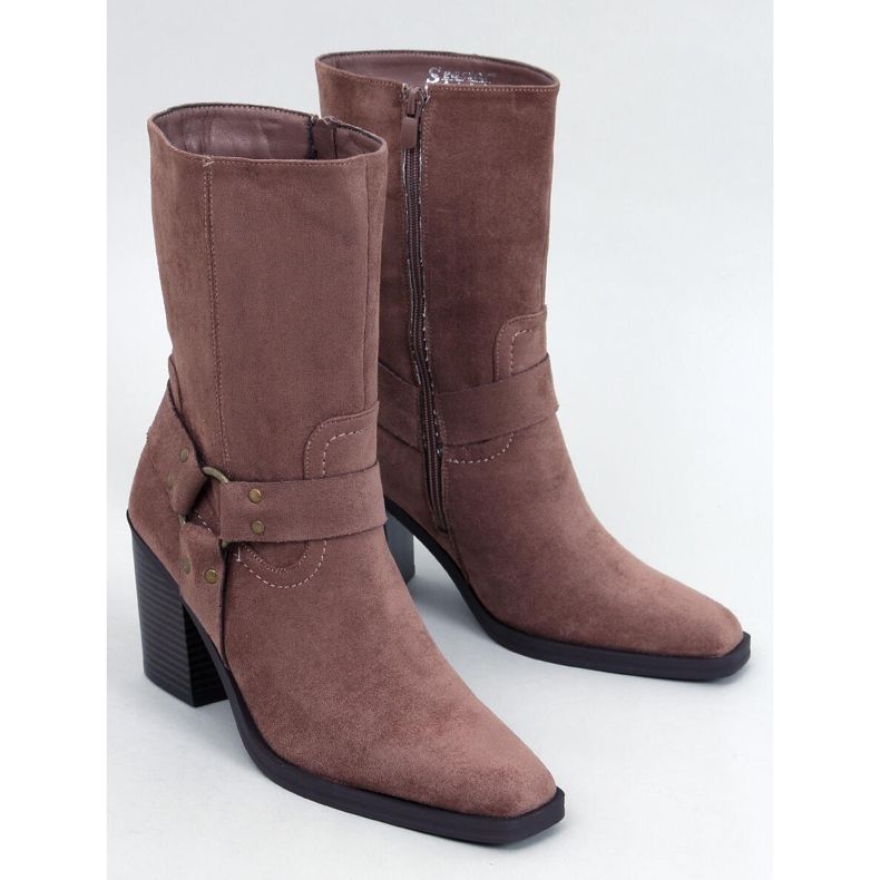 Hardin Santiags en daim kaki brun 1