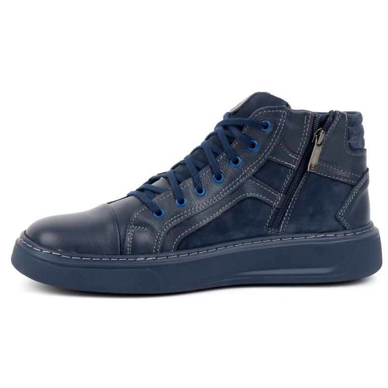 Olivier Chaussures en cuir pour hommes, baskets d'hiver 886K, bleu marine 1