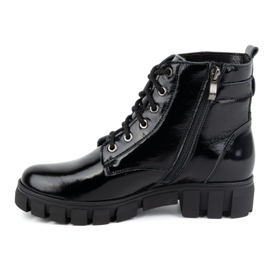 Olivier Bottines cuir femme isolées 373BB laquées noir le noir 1