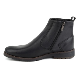 KOMODO Bottines d'hiver en cuir pour hommes 924K, noires 1