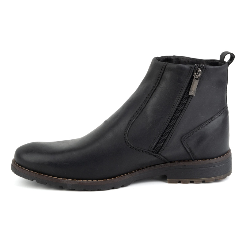 KOMODO Bottines d'hiver en cuir pour hommes 924K, noires 1