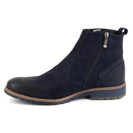 KOMODO Bottines d'hiver en cuir pour hommes 924K, bleu marine 1