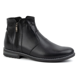 KOMODO Bottes d'hiver en cuir pour hommes, bottes Chelsea isolées 887K, noires 1