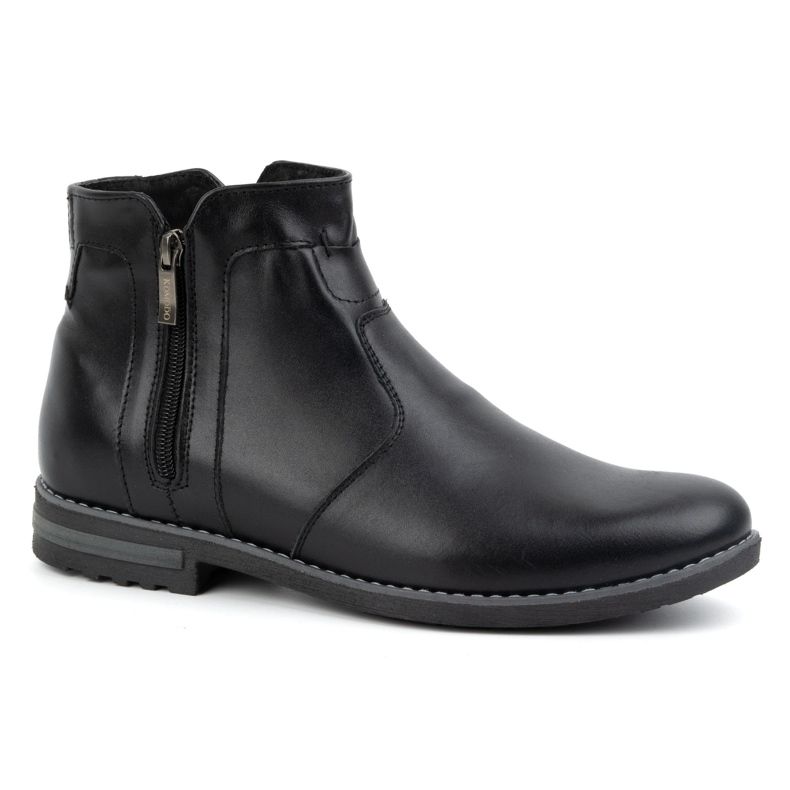 KOMODO Bottes d'hiver en cuir pour hommes, bottes Chelsea isolées 887K, noires 1