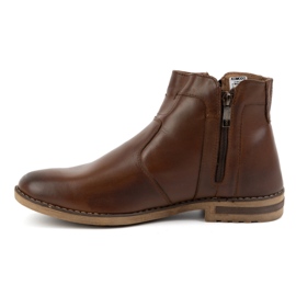 KOMODO Bottes d'hiver en cuir pour hommes, bottes Chelsea isolées 887K, marron brun 1