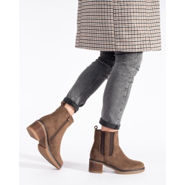 Seastar Bottines Chelsea en daim marron à talon haut brun 1