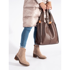 Seastar Bottines Chelsea en daim beige à talon haut 2