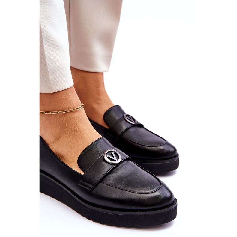 Mocassins en cuir Vinceza avec semelle basse pour femmes, noir 4