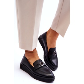 Mocassins en cuir Vinceza avec semelle basse pour femmes, noir 3