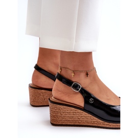 Sandales compensées vernies pour femmes Sergio Leone SK301 Noir 3