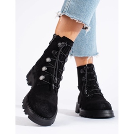 Bottines femme en daim noir le noir 1