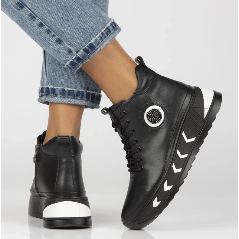 Filippo DBT4214/24 Bk Wh bottes plateforme en cuir, noir 1