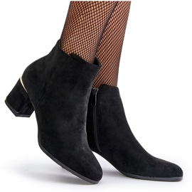 Bottines à talons hauts en daim écologique fermées par une fermeture éclair, Sairis noir le noir 9