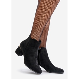 Bottines à talons hauts en daim écologique fermées par une fermeture éclair, Sairis noir le noir 1