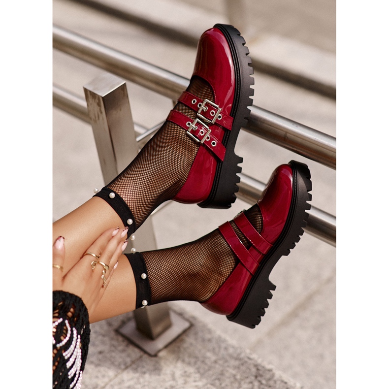 Chaussures Femme À Brides Vernies Bordeaux Terione rouge 1
