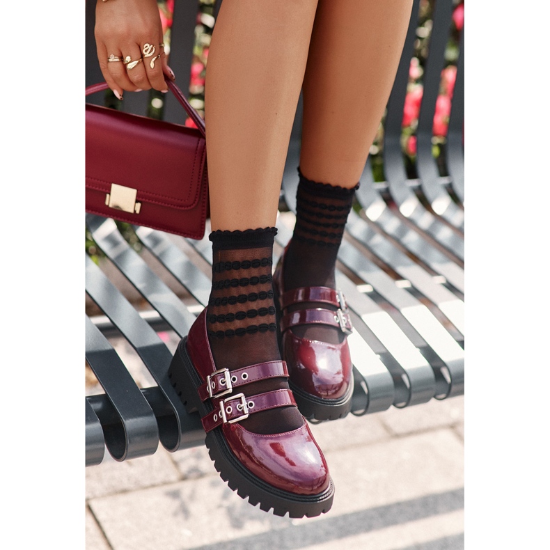Chaussures Femme À Brides Vernies Bordeaux Terione rouge 2