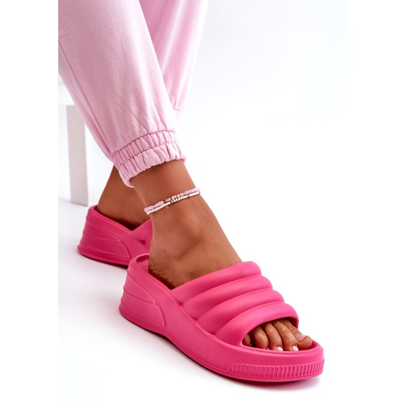 Tongs légères en mousse pour femme, compensées et plateforme, Fuchsia Tendrea rose 2